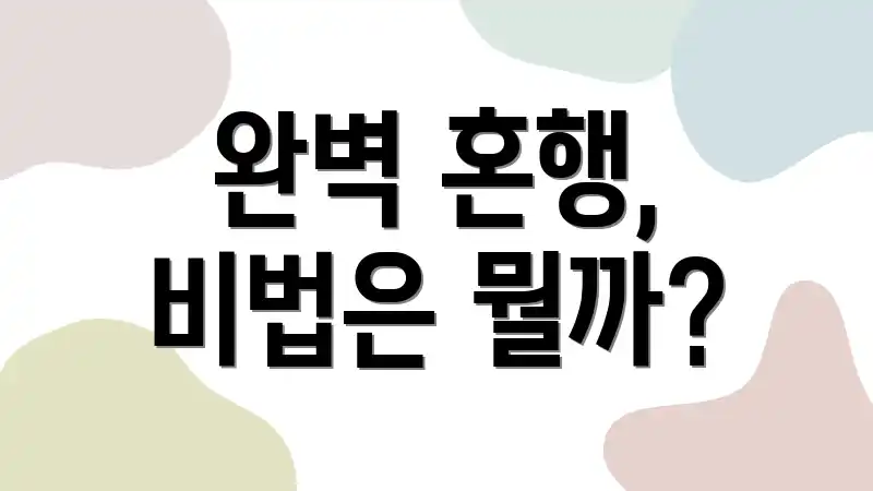 완벽 혼행, 비법은 뭘까?