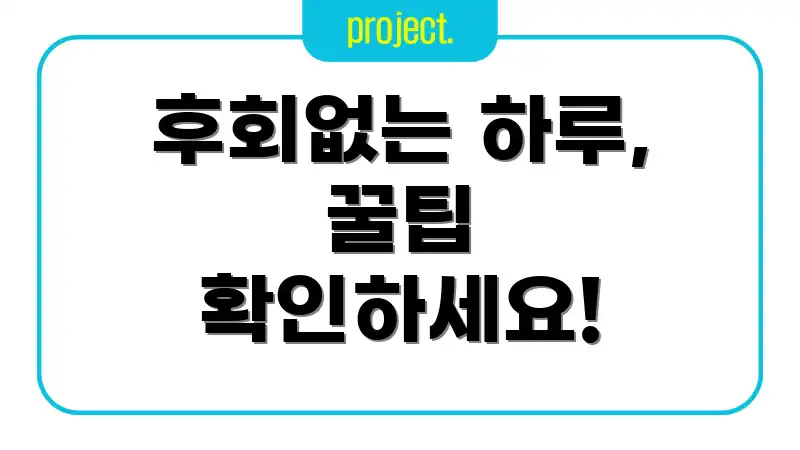 후회없는 하루, 꿀팁 확인하세요!