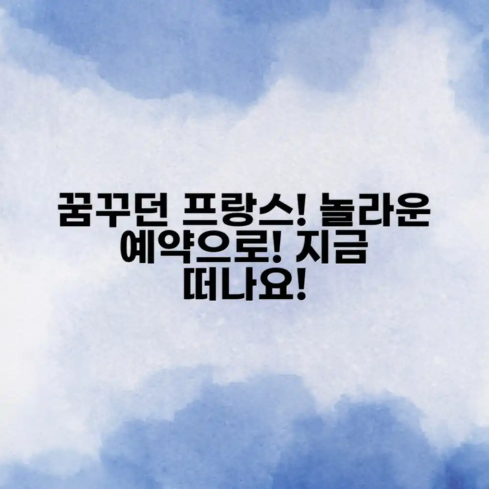 내가 꿈꾸던 프랑스, 놀라운 예약으로 떠나요!