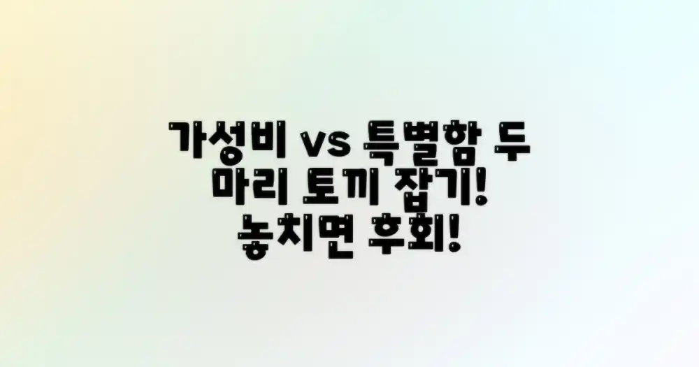 가성비 vs 특별한 경험: 두 마리 토끼 잡기