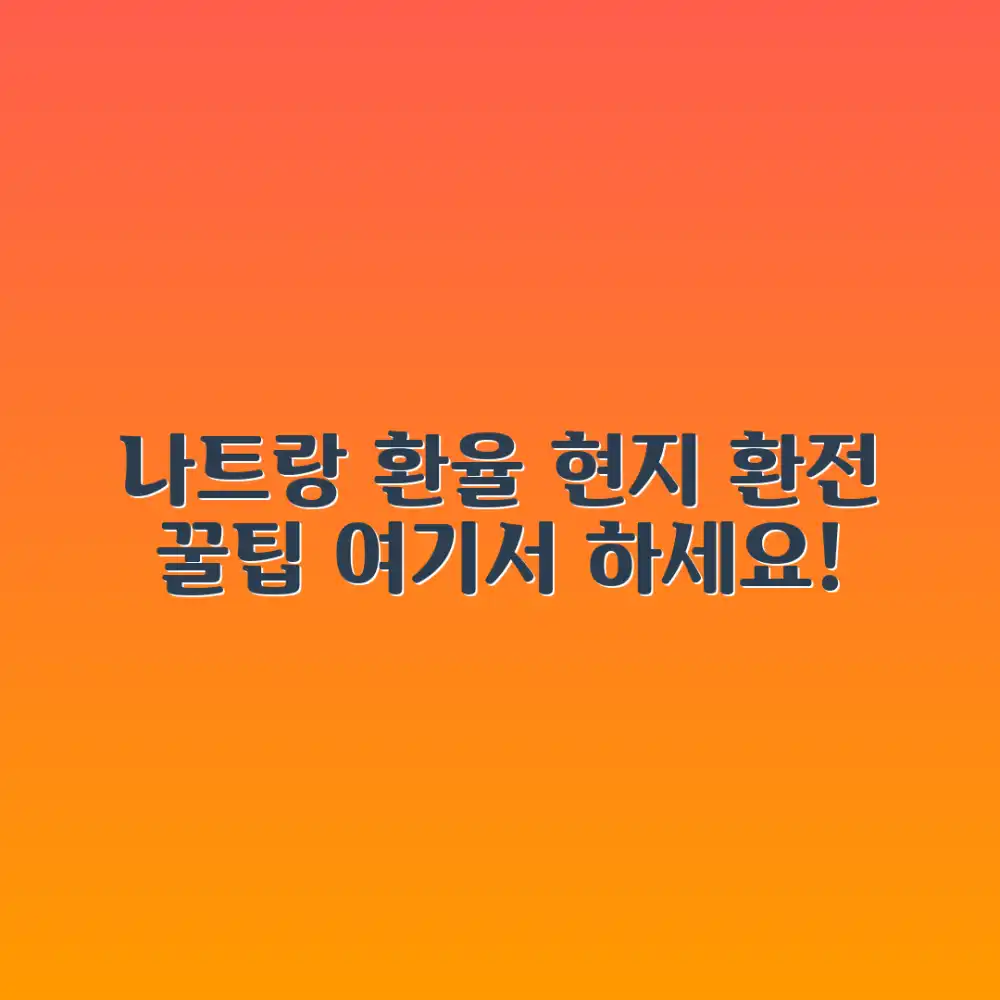 나트랑 환율, 현지 환전 꿀팁, 어디서 구할까?